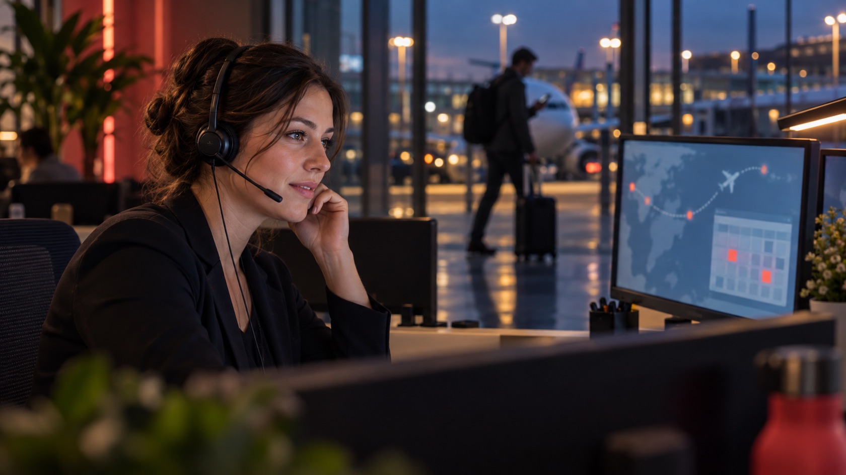 TeleDispatch-medewerker verzamelt telefonisch de gegevens van een reiziger die onderweg hulp vraagt