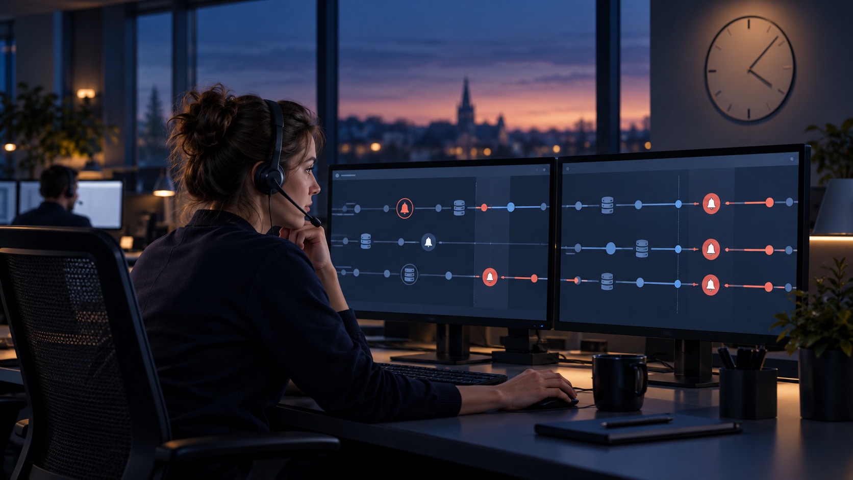 TeleDispatch-operator volgt alarmmeldingen op tijdens de omschakeling naar het winteruur